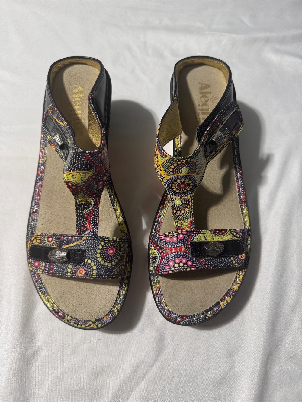 Alegria Multicolor Floral Dot T-Strap Sandals